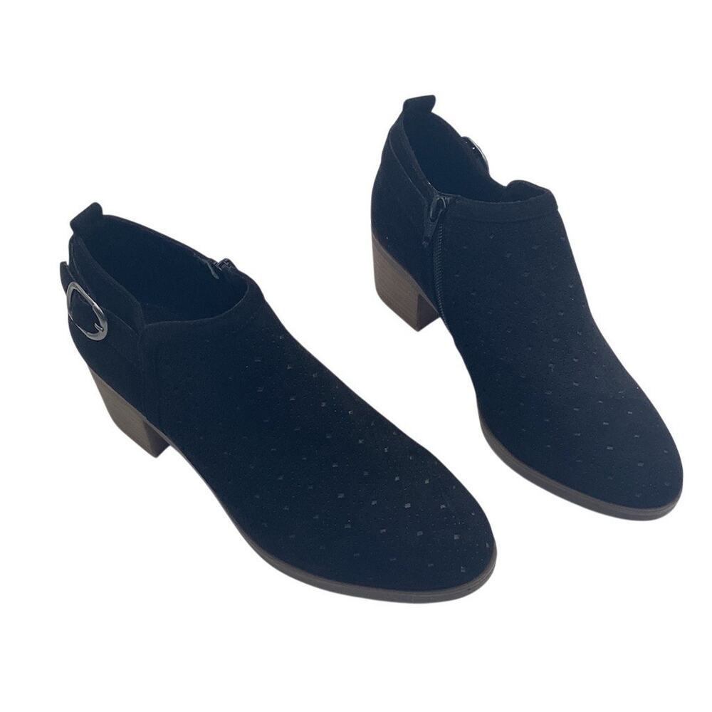 Sonoma Goods For‎ Life Women's Ankle Booties Black Side Zip Block Heel 9